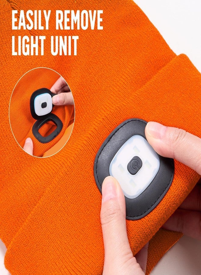 SYMNTEM Unisex Beanie Hat with Light, Rechargeable Headlight Cap, Stocking Stuffers for Men, Cool Gadget Gifts for Him, Birthday Gifts for Women, Gifts for Him, Orange - Image 4